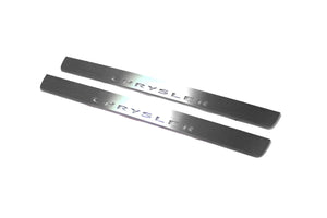 Illuminated LED Door Sill Tread Plates Chrysler 300C II 2011-2023 With Chrysler Logo Chrysler Led Door Sills opdesign