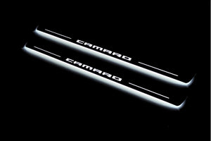 Illuminated LED Door Sill Tread Plates Chevrolet Camaro V 2009-2015 With Camaro Logo Chevrolet Led Door Sills opdesign