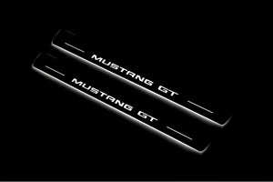 Illuminated LED Door Sill Tread Plates Ford Mustang VI 2015-2023 With Mustang GT Logo Ford Led Door Sills opdesign