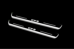 Illuminated LED Door Sill Tread Plates Mazda II 2016+ With CX-9 Logo Mazda Led Door Sills opdesign