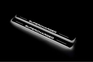 Illuminated LED Door Sill Tread Plates Range Rover III 2002-2012 With Supercharged Logo Range Rover Led Door Sills opdesign