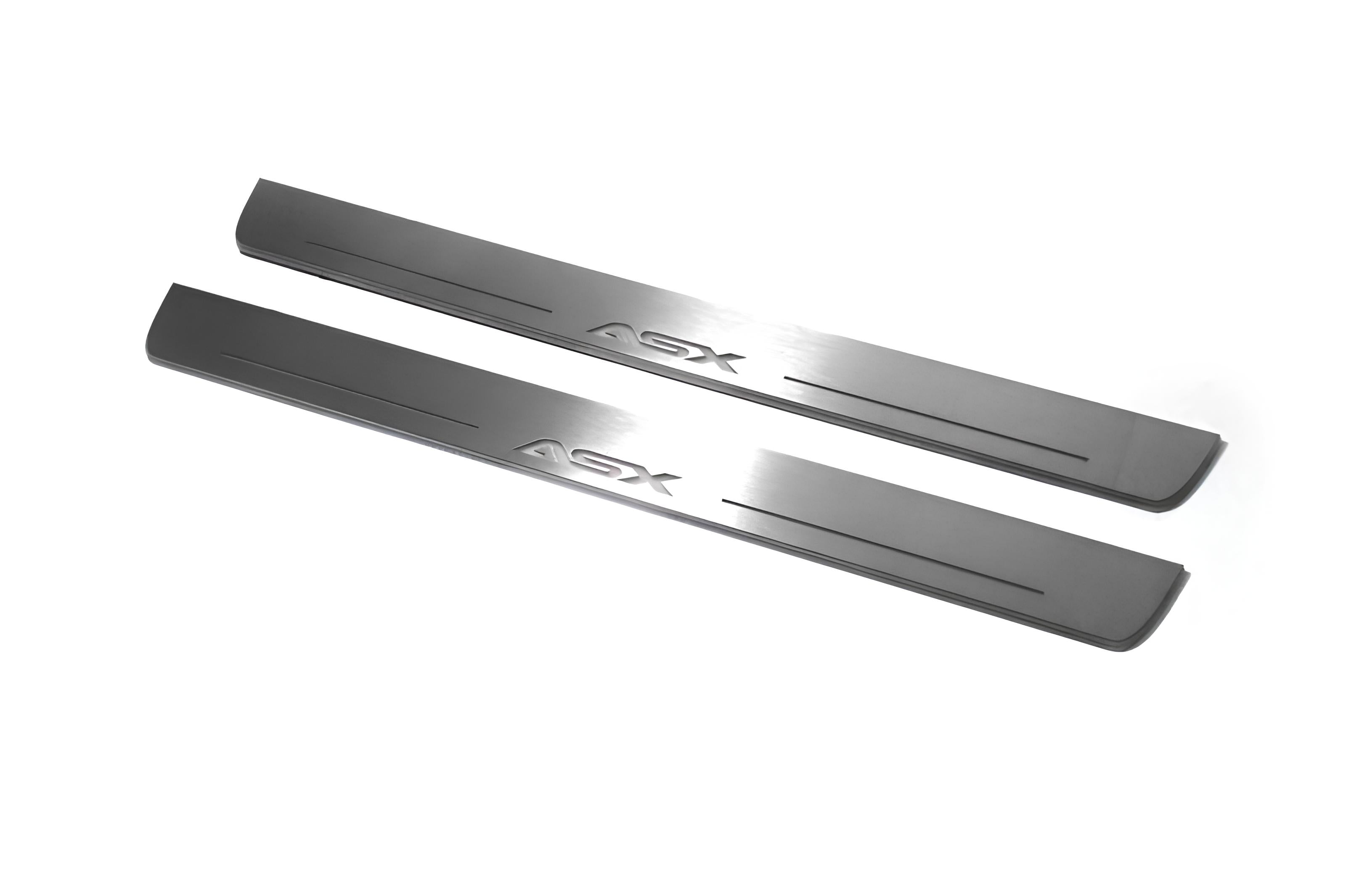 Illuminated LED Door Sill Tread Plates Mitsubishi ASX I 2010-2023 With ASX Logo Mitsubishi Led Door Sills opdesign