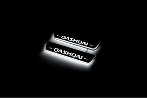 Illuminated LED Door Sill Tread Plates Nissan Qashqai II 2014-2021 With Qashqai Logo Nissan Led Door Sills opdesign