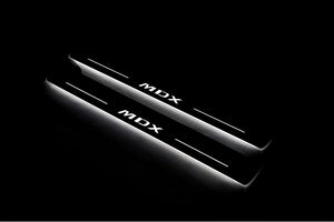 Illuminated LED Door Sill Tread Plates Acura MDX II 2006-2013 With MDX Logo Acura Led Door Sills opdesign