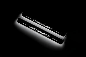 Illuminated LED Door Sill Tread Plates Toyota Prado 250 2023+ With Land Cruiser Logo Toyota Led Door Sills opdesign