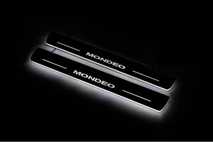 Illuminated LED Door Sill Tread Plates Ford Mondeo IV 2007-2012 With Mondeo Logo Ford Led Door Sills opdesign