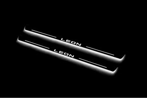 Illuminated LED Door Sill Tread Plates Seat Leon III 2013-2020 With Leon Logo Seat Led Door Sills opdesign
