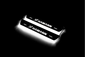 Illuminated LED Door Sill Tread Plates BMW X6 E71 2008-2015 With HAMANN Logo BMW Led Door Sills opdesign