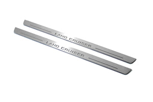 Illuminated LED Door Sill Tread Plates Toyota LC 200 2007-2021 With Land Cruiser Logo (type 1) Toyota Led Door Sills opdesign