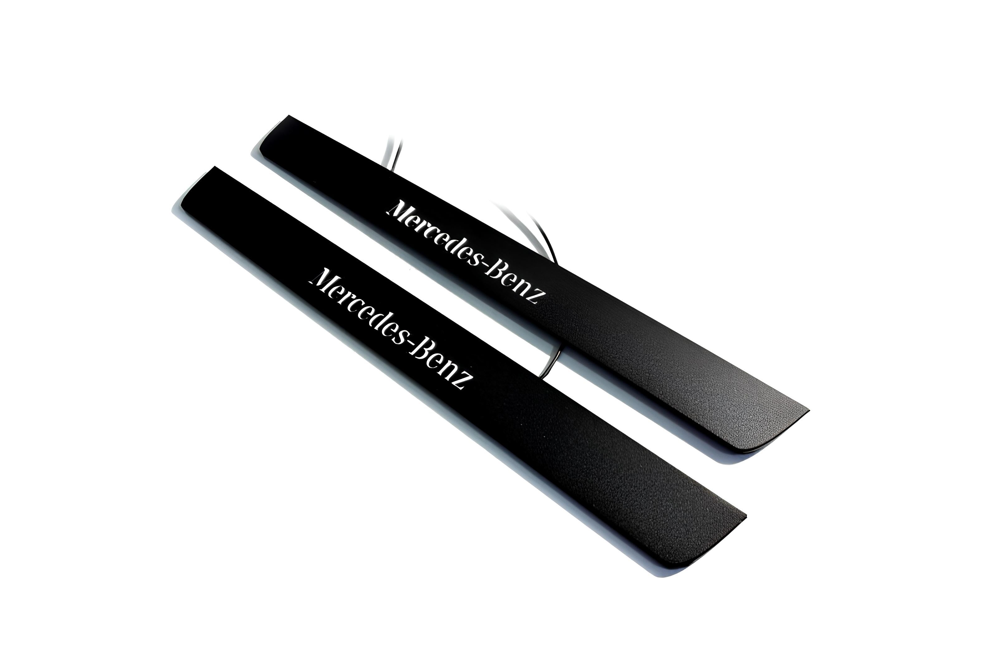 Mercedes GLS I 2015-2019 Illuminated Matte Sill Plates with logo Mercedes-Benz Mercedes Led Door Sills PRO decoinfabric