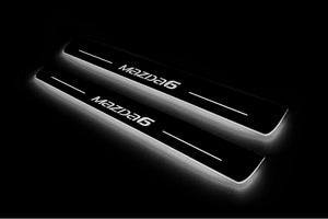 Illuminated LED Door Sill Tread Plates Mazda 6 III 2012-2024 With Mazda 6 Logo Mazda Led Door Sills opdesign