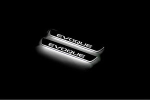 Illuminated LED Door Sill Tread Plates Range Rover Evoque I With Evoque Logo Range Rover Led Door Sills opdesign