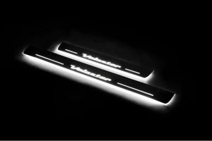 Illuminated LED Door Sill Tread Plates Hyundai Veloster I 2011-2017 With Veloster Logo Hyundai Led Door Sills opdesign