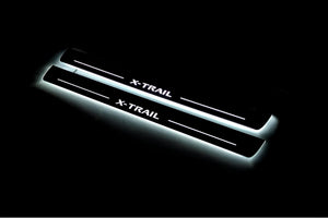 Illuminated LED Door Sill Tread Plates Nissan X-Trail T32 2014+ With X-Trail Logo Nissan Led Door Sills opdesign