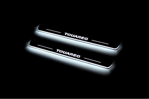 Illuminated LED Door Sill Tread Plates Volkswagen Touareg II 2010-2018 With Touareg Logo Volkswagen Led Door Sills opdesign