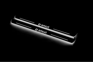 Illuminated LED Door Sill Tread Plates Smart Fortwo III 2014+ With Smart Logo Smart Led Door Sills decoinfabric
