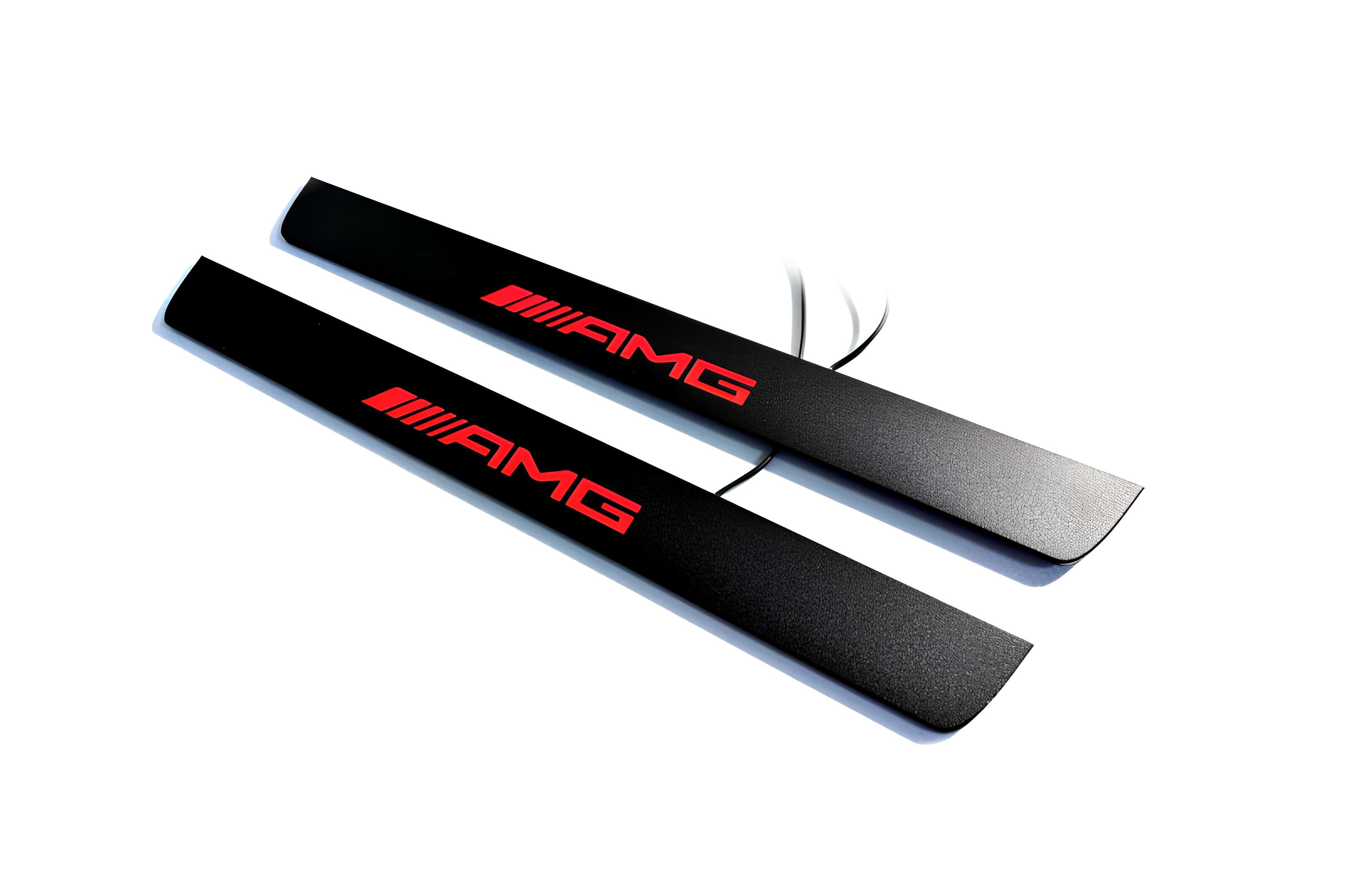Mercedes ML W166 2011-2015 Illuminated Matte Sill Plates with logo AMG Mercedes Led Door Sills PRO opdesign