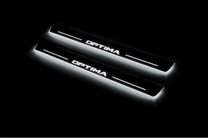 Illuminated LED Door Sill Tread Plates KIA Optima IV 2015-2019 With Optima Logo KIA Led Door Sills opdesign