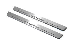 Illuminated LED Door Sill Tread Plates Mitsubishi Outlander II 2007-2012 With Outlander Logo Mitsubishi Led Door Sills opdesign