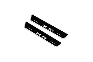 Illuminated LED Door Sill Tread Plates BMW X5 E70 2006-2013 With X5 Logo BMW Led Door Sills opdesign