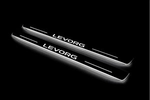 Illuminated LED Door Sill Tread Plates Subaru Levorg I 2014-2020 With Levorg Logo Subaru Led Door Sills opdesign