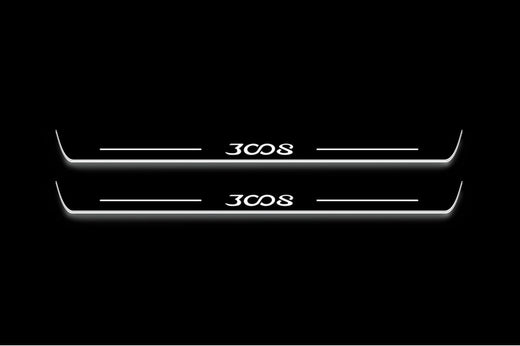 Peugeot 3008 P84 2016–2023 — Stainless Steel LED Door Sills — 3008 Logo