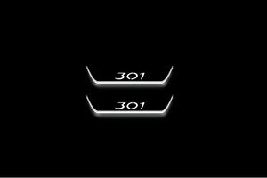 Peugeot 301 2012+ LED Door Sills Illuminated Scuff 301 Logo Stainless Steel Entry Guards Door Sills Decoin