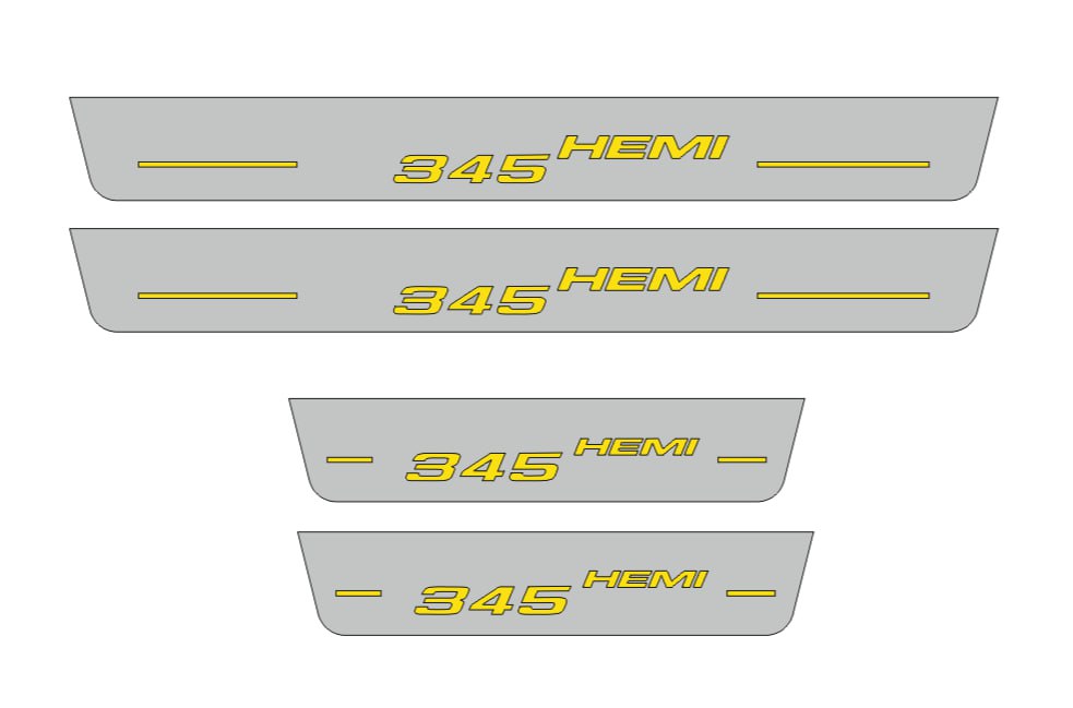 Illuminated LED Door Sill Tread Plates Dodge Charger 2023+ With 345 HEMI Logo Dodge Led Door Sills opdesign