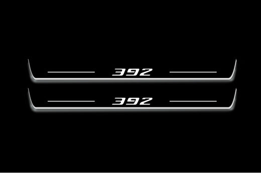 Dodge Charger Sedan LD 2011–2023 — Stainless Steel LED Door Sills — 392 Logo