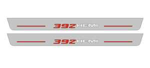 Illuminated LED Door Sill Tread Plates Jeep Grand Cherokee IV 2010-2021 With 392 HEMI Logo Jeep Led Door Sills opdesign