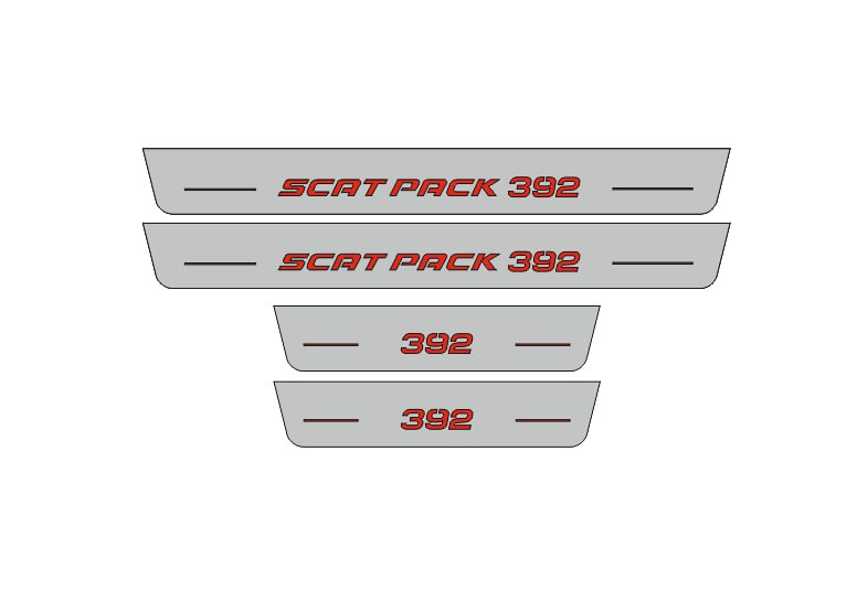 Illuminated LED Door Sill Tread Plates Dodge Charger 2023+ With 392 SCAT PACK Logo Dodge Led Door Sills opdesign