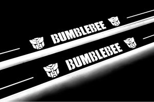 Illuminated LED Door Sill Tread Plates Chevrolet Camaro V 2009-2015 With BumbleBee Logo Chevrolet Led Door Sills opdesign