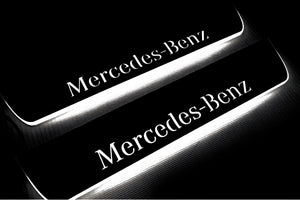 Illuminated LED Door Sill Tread Plates Mercedes ML W166 2011-2015 With Mercedes-Benz Logo Mercedes Led Door Sills opdesign