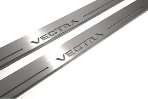 Illuminated LED Door Sill Tread Plates Opel Vectra C 2002-2008 With Vectra Logo Opel Led Door Sills opdesign