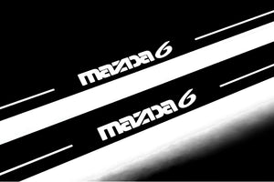 Illuminated LED Door Sill Tread Plates Mazda 6 II 2008-2012 With Mazda 6 Logo Mazda Led Door Sills opdesign