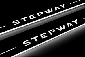 Illuminated LED Door Sill Tread Plates Renault Sandero Stepway II 2013+ With Stepway Logo Renault Led Door Sills opdesign