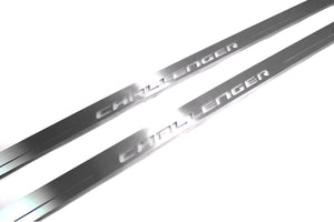 Illuminated LED Door Sill Tread Plates Dodge Challenger 2008-2023 With Challenger Logo Dodge Led Door Sills opdesign