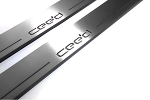 Illuminated LED Door Sill Tread Plates KIA Ceed II 2012-2018 With Cee`d Logo KIA Led Door Sills opdesign