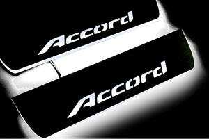Illuminated LED Door Sill Tread Plates Honda Accord IX 2013-2018 With Accord Logo Honda Led Door Sills opdesign