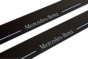 Illuminated LED Door Sill Tread Plates Mercedes ML W164 2005-2011 With Mercedes-Benz Logo Mercedes Led Door Sills opdesign
