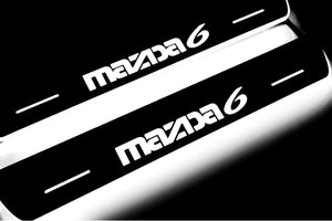 Illuminated LED Door Sill Tread Plates Mazda 6 II 2008-2012 With Mazda 6 Logo Mazda Led Door Sills opdesign