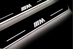 Illuminated LED Door Sill Tread Plates BMW X6 F16 2015-2019 With M Perfomance Logo BMW Led Door Sills opdesign