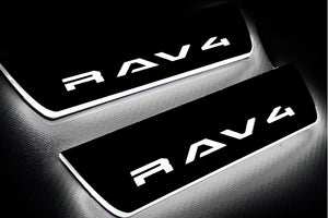 Illuminated LED Door Sill Tread Plates Toyota Rav4 VI 2025+ With Rav4 Logo Toyota Led Door Sills decoinfabric
