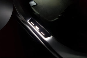 Illuminated LED Door Sill Tread Plates Mitsubishi Outlander II 2007-2012 With Outlander XL Logo Mitsubishi Led Door Sills opdesign