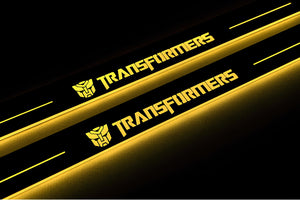 Illuminated LED Door Sill Tread Plates Chevrolet Camaro VI 2016-2024 With Transformers Logo Chevrolet Led Door Sills opdesign