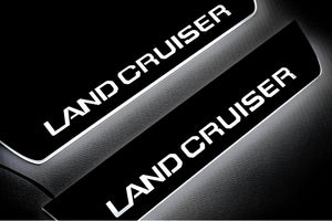 Illuminated LED Door Sill Tread Plates Toyota Prado 250 2023+ With Land Cruiser Logo Toyota Led Door Sills opdesign