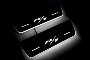 Illuminated LED Door Sill Tread Plates Dodge Durango III 2011+ With Durango R/T Logo Dodge Led Door Sills opdesign