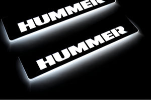 Illuminated LED Door Sill Tread Plates Hummer H2 2002-2009 With Hummer Logo Hummer Led Door Sills opdesign
