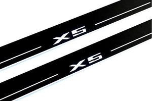 Illuminated LED Door Sill Tread Plates BMW X5 E70 2006-2013 With X5 Logo BMW Led Door Sills opdesign