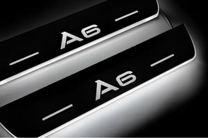 Illuminated LED Door Sill Tread Plates Audi A6 C7 2011-2018 With A6 Logo Audi Led Door Sills decoinfabric